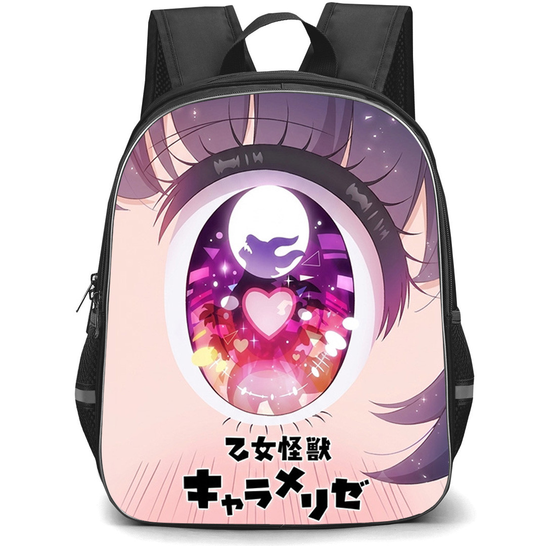 Kaiju Girl Caramelise Kuroe Akaishi Backpack School Bag StudentPack - Kuroe Akaishi Magical Eye Closeup Purple Fantasy Poster
