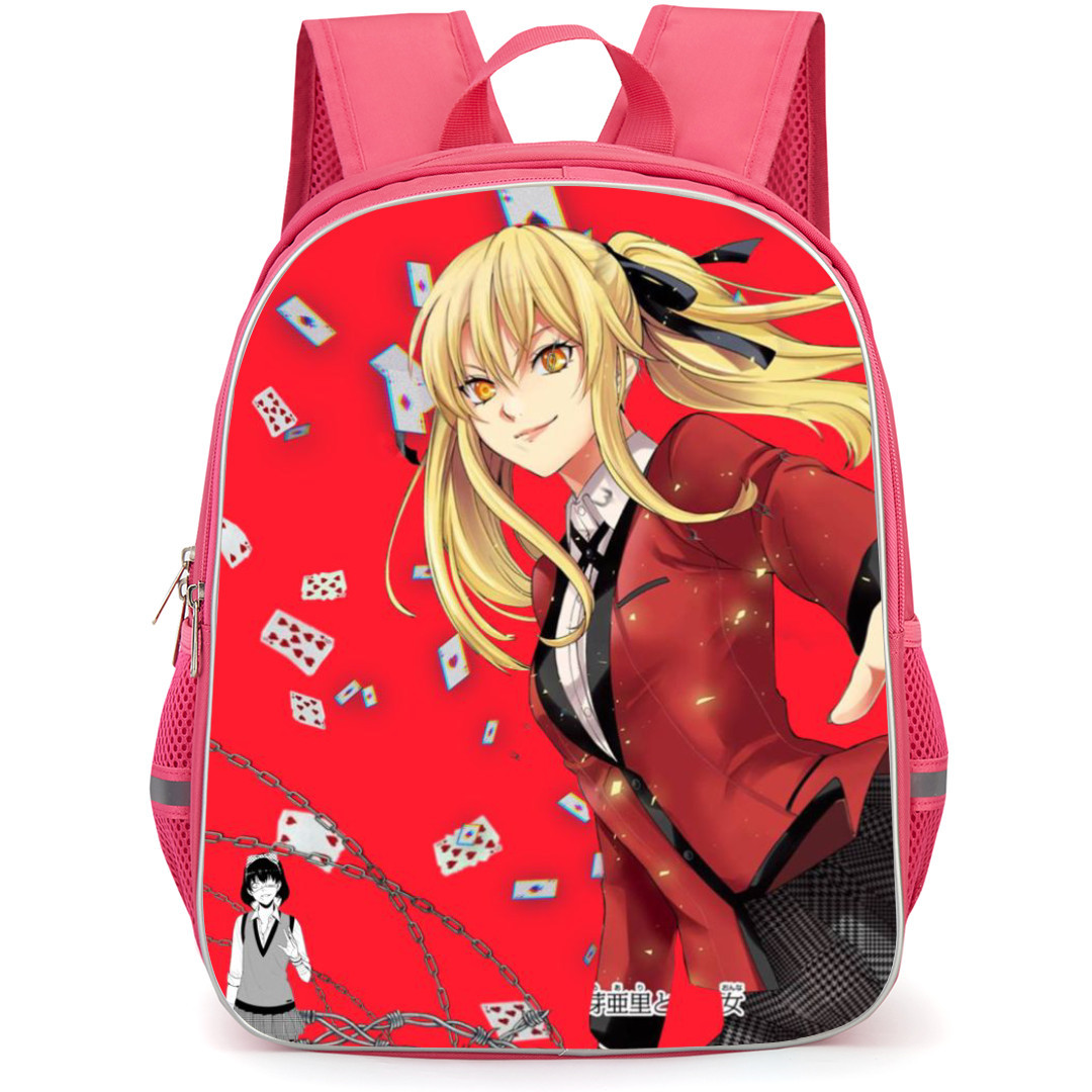Kakegurui Mary Saotome Backpack StudentPack - Mary Saotome Raining Cards Red Background