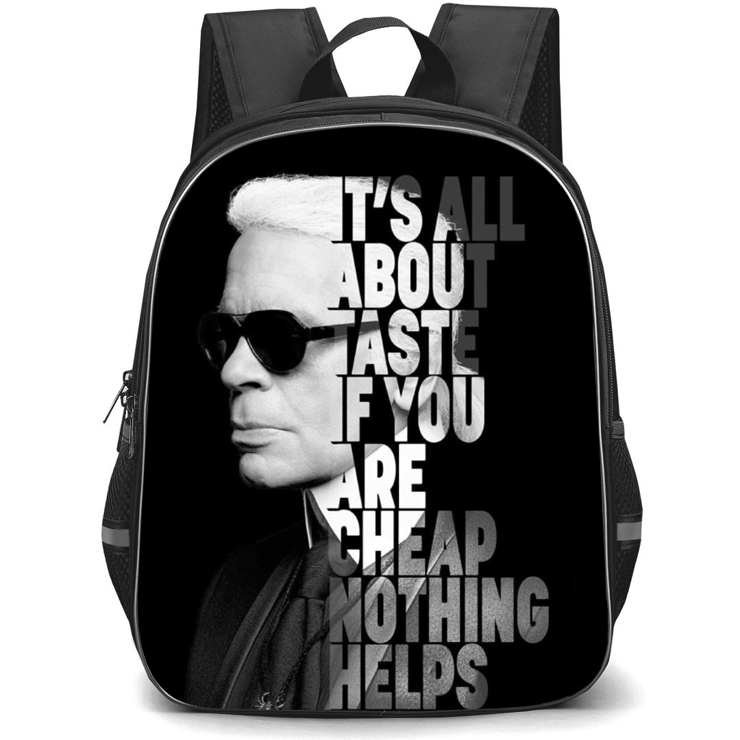 Karl Lagerfeld Backpack School Bag StudentPack - It's All About Taste If You Are Cheap Portrait Quote