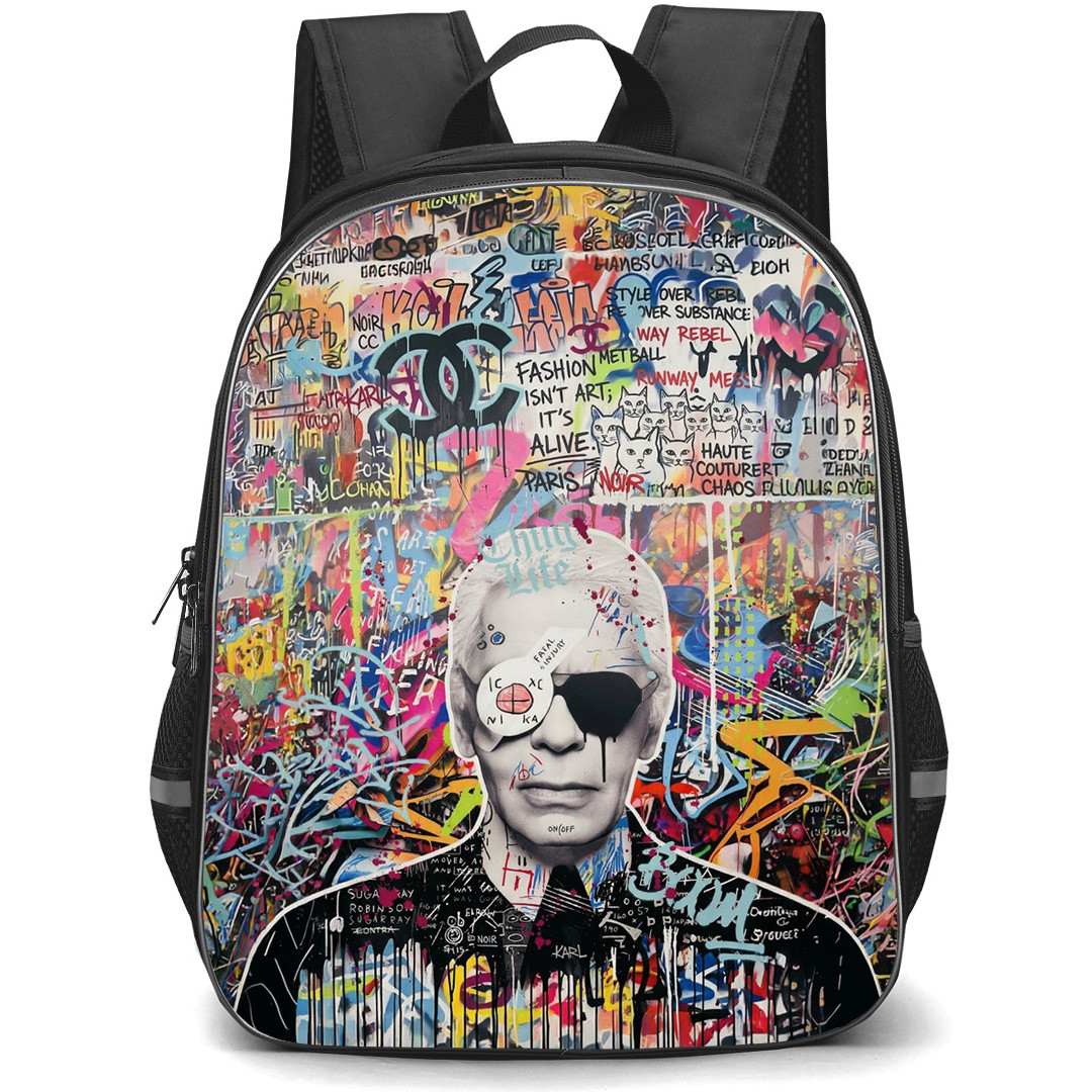 Karl Lagerfeld Backpack School Bag StudentPack - Graffiti Eye Patch Pop Art