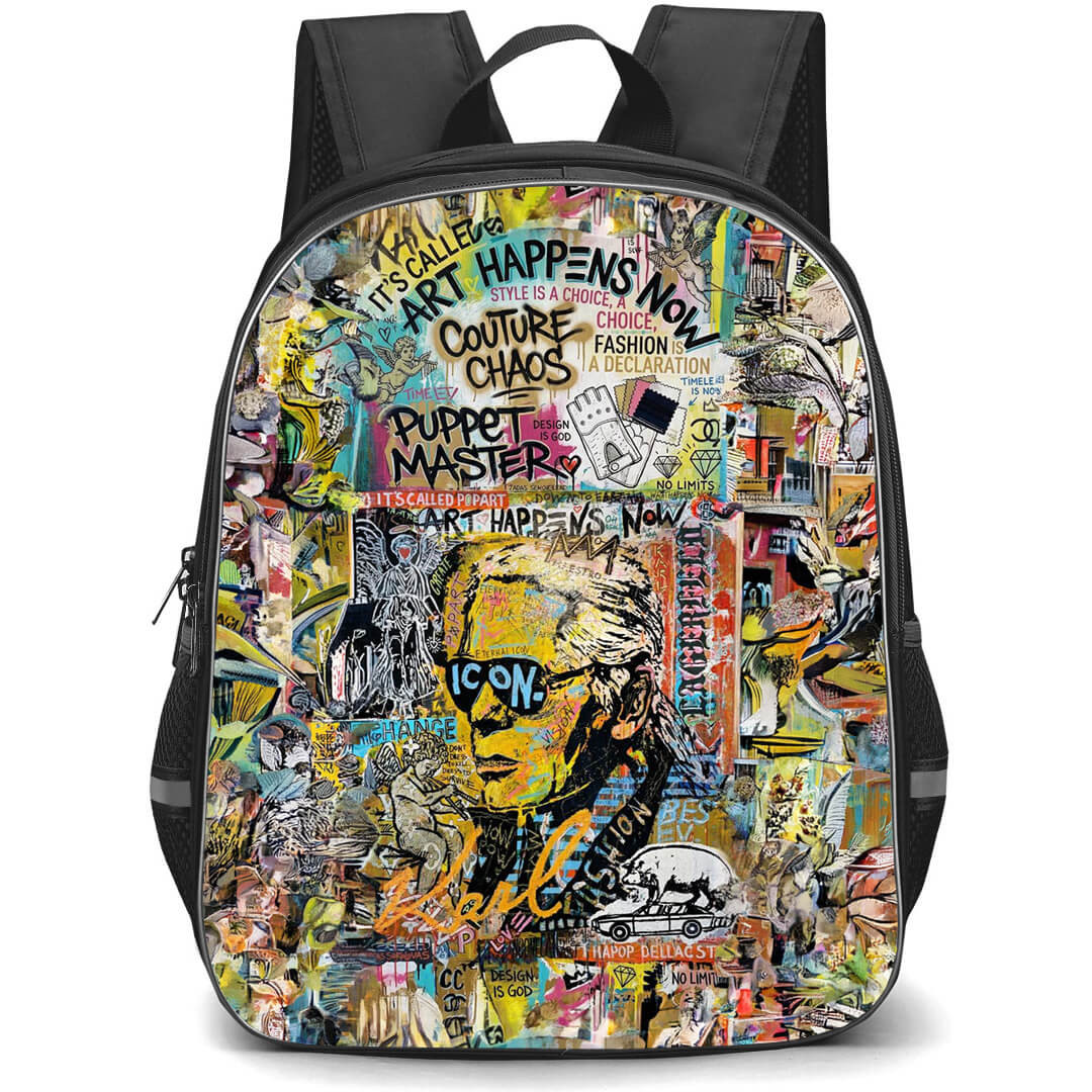 Karl Lagerfeld Backpack School Bag StudentPack - Graffiti Icon Portrait Pop Art