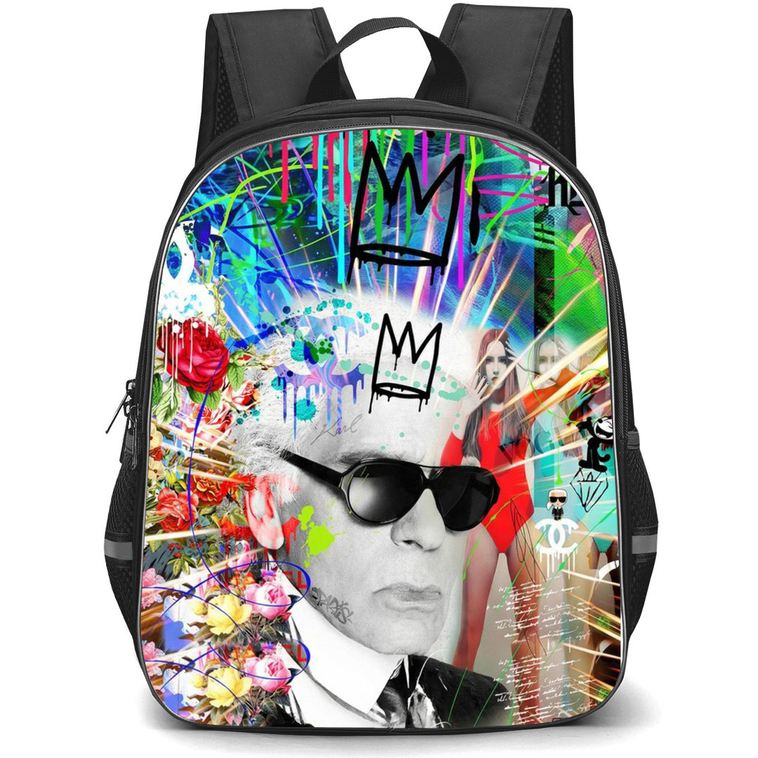 Karl Lagerfeld Backpack School Bag StudentPack - Graffiti Portrait Pop Art