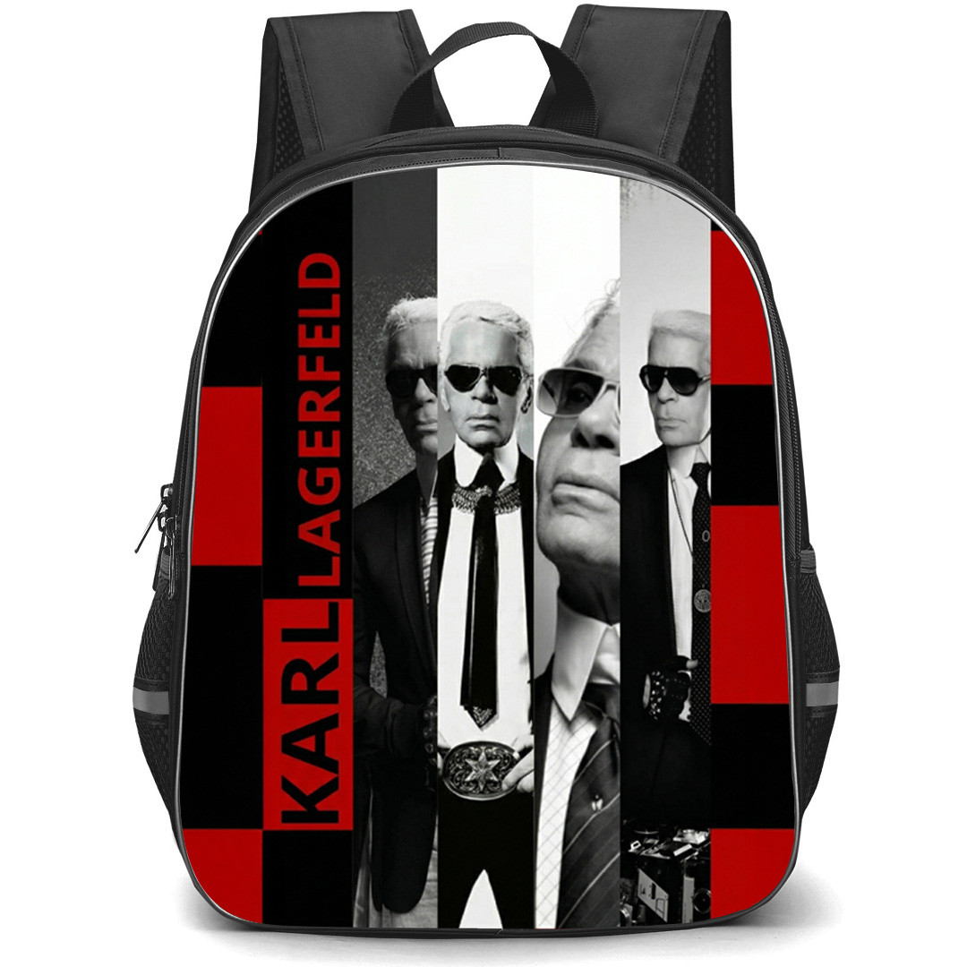Karl Lagerfeld Backpack School Bag StudentPack - Red Black Portrait Collage
