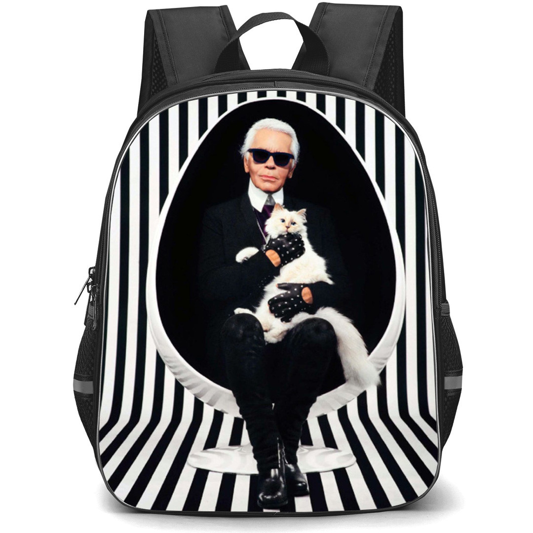 Karl Lagerfeld Backpack School Bag StudentPack - Sitting Hold Cat Portrait Poster