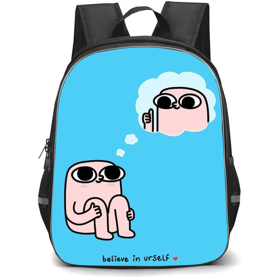 Ketnipz Backpack StudentPack - Ketnipz Believe In Urself Minimalist Art On Skyblue Background