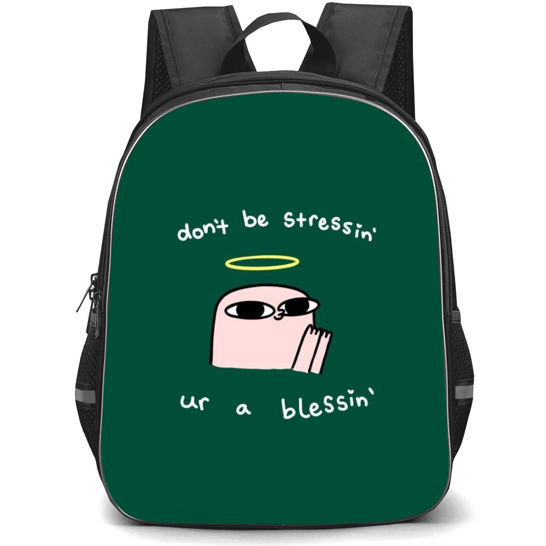 Ketnipz Backpack StudentPack - Ketnipz Dont Be Stressin Ur A Blessinn Minimalist Art On Green Background