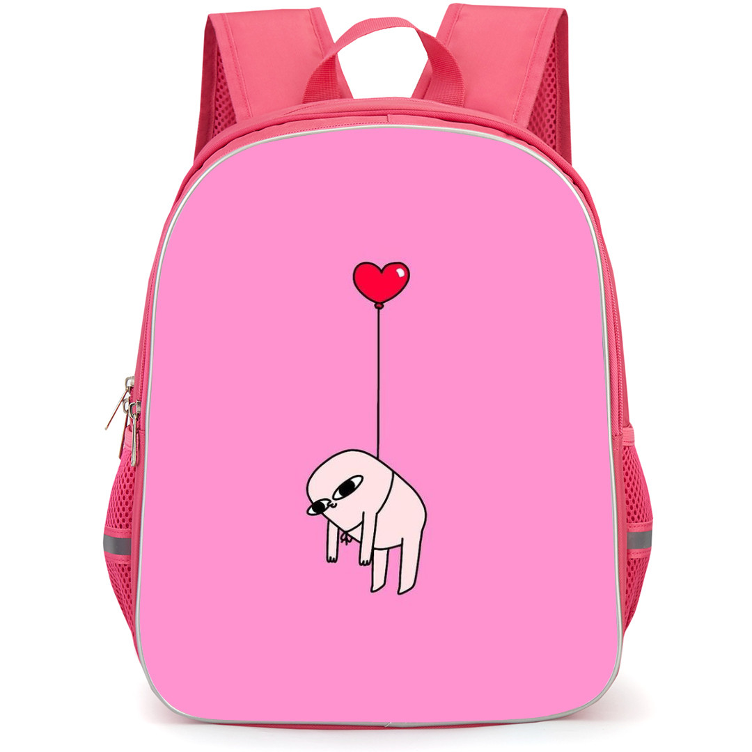Ketnipz Backpack StudentPack - Ketnipz Flying With Heart Shape Baloon On Pink Background