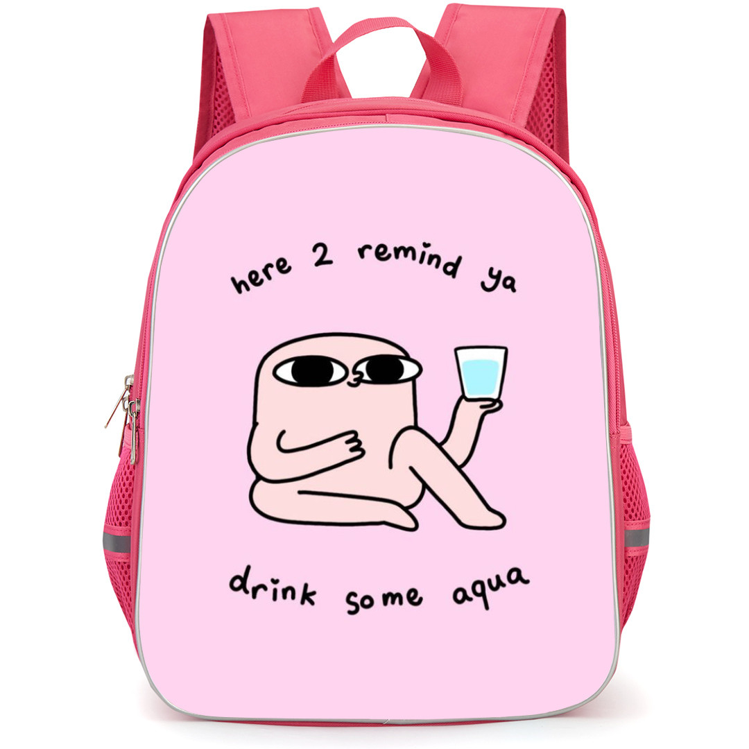 Ketnipz Backpack StudentPack - Ketnipz Here 2 Remind Ya Drink Some Aqua Minimalist Art On Pink Background