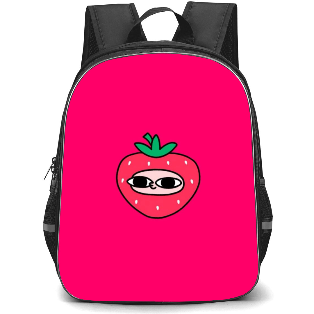 Ketnipz Backpack StudentPack - Ketnipz Strawberry Drawing On Pink Background