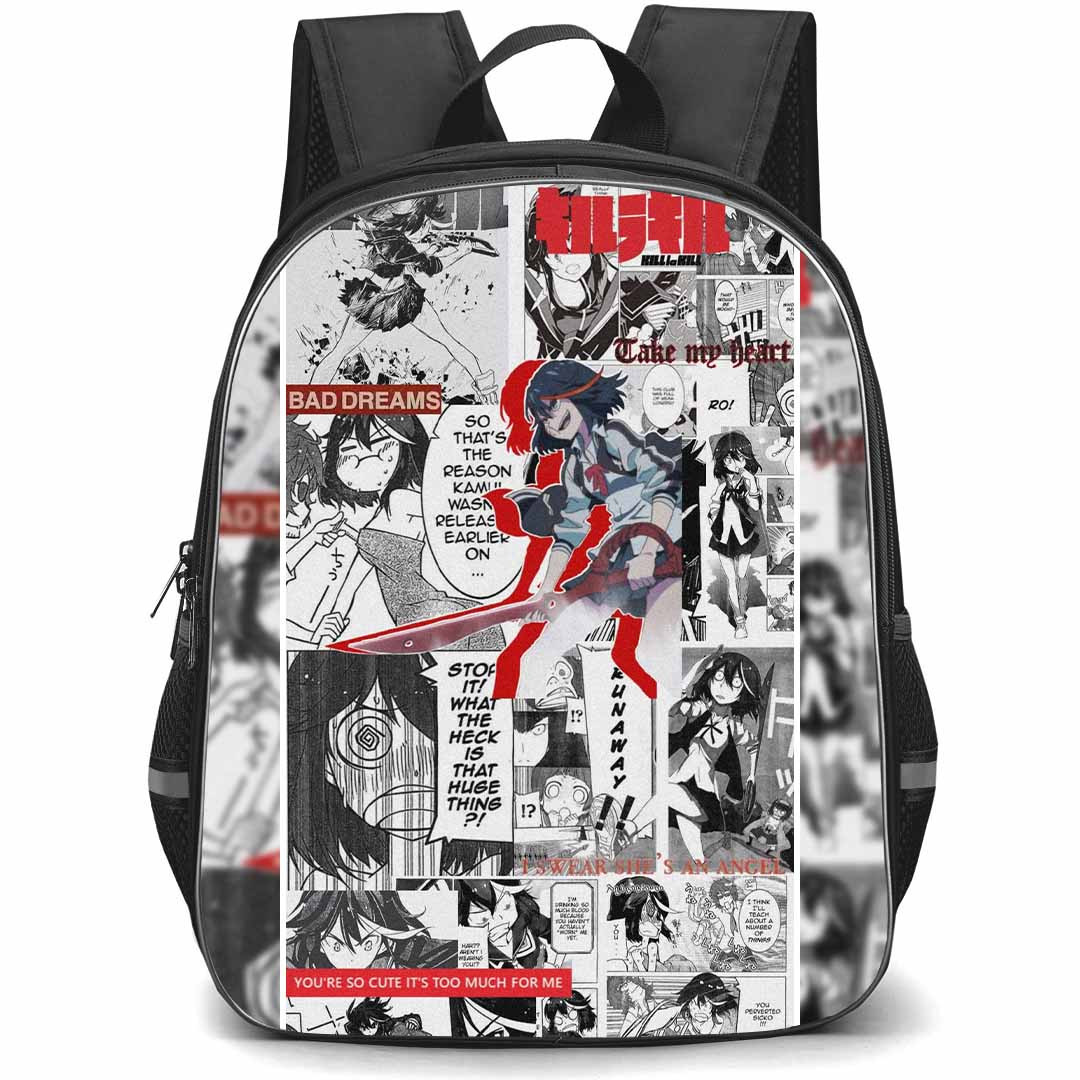 Kill La Kill Ryuko Matoi Backpack StudentPack - Kill La Kill Ryuko Matoi Black And White Comic Art Collage Poster