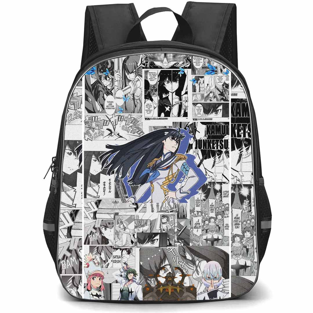 Kill La Kill Satsuki Kiryuin Backpack StudentPack - Kill La Kill Satsuki Kiryuin Black And White Comic Collage Poster