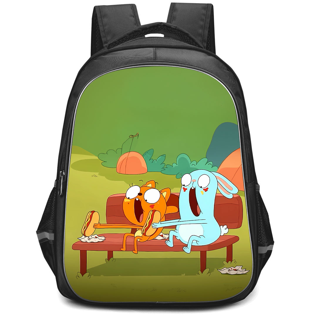Kiff Backpack StudentPack - Kiff And Barry Buns Eating Sanwich Sitting On A Bench