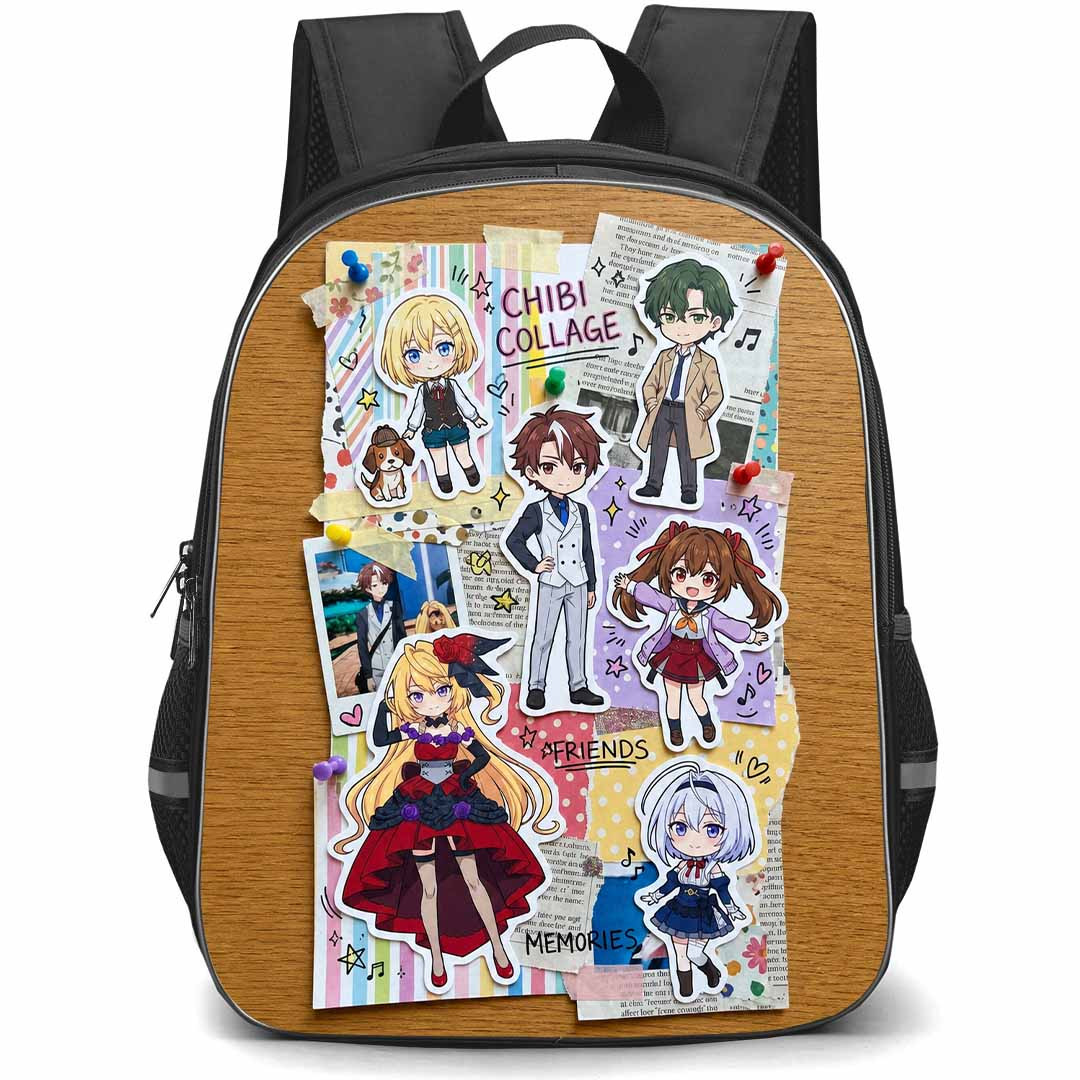 Killed Again Mr. Detective Backpack School Bag StudentPack - Killed Again Mr. Detective Characters Collage Sticker Chibi Art Poster