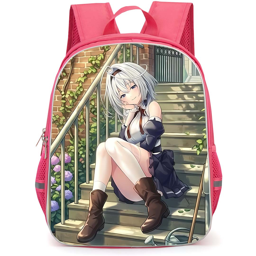 Killed Again Mr. Detective Lilithea Backpack School Bag StudentPack - Lilithea Sitting In Stairs Portrait