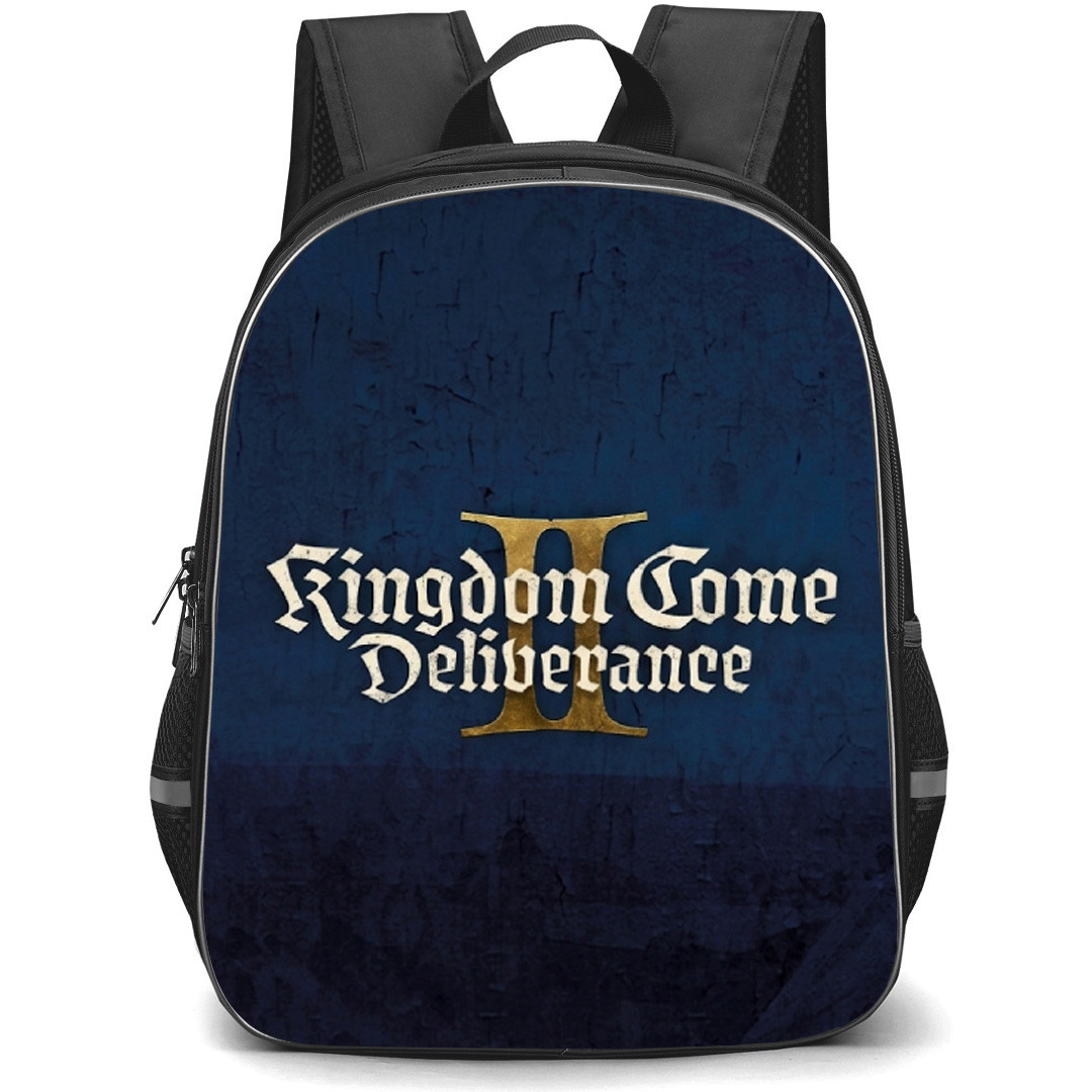 Kingdom Come Deliverance Backpack School Bag StudentPack - Kingdom Come Deliverance 2 Game Logo In Blue Grunge Poster