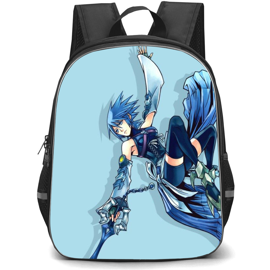 Kingdom Hearts Aqua Backpack StudentPack - Aqua Jumping Light Blue Background