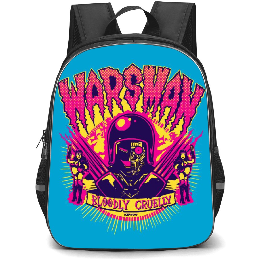 Kinikuman Warsman Backpack StudentPack - Warsman Bloodly Cruelly Sticker On Sky Blue Background