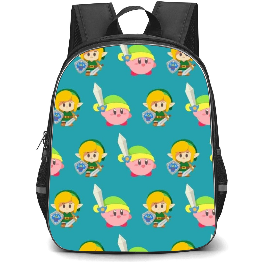 Kirby Backpack StudentPack - Kirby Crossover Link Pattern Art