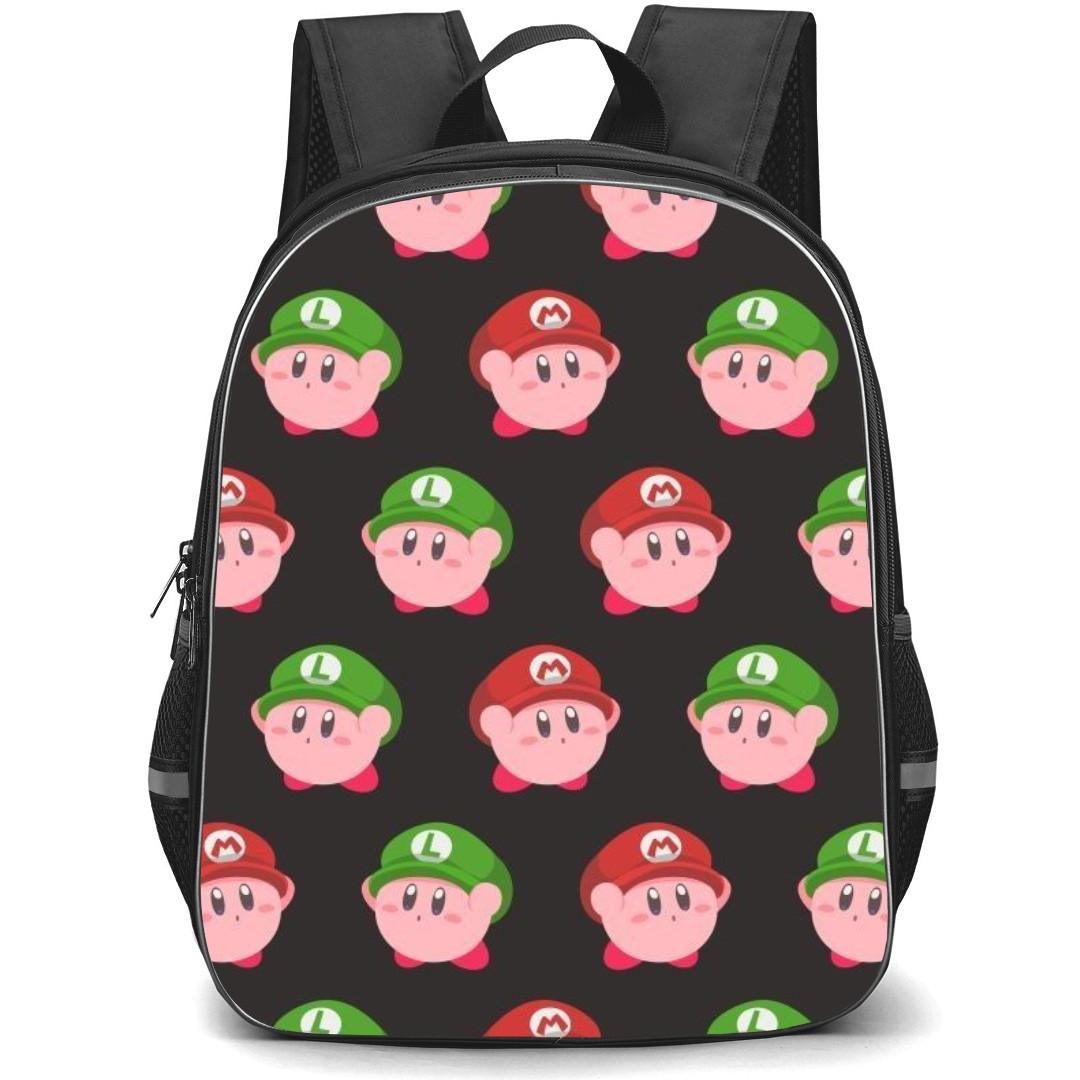 Kirby Backpack StudentPack - Kirby Crossover Mario Pattern Art