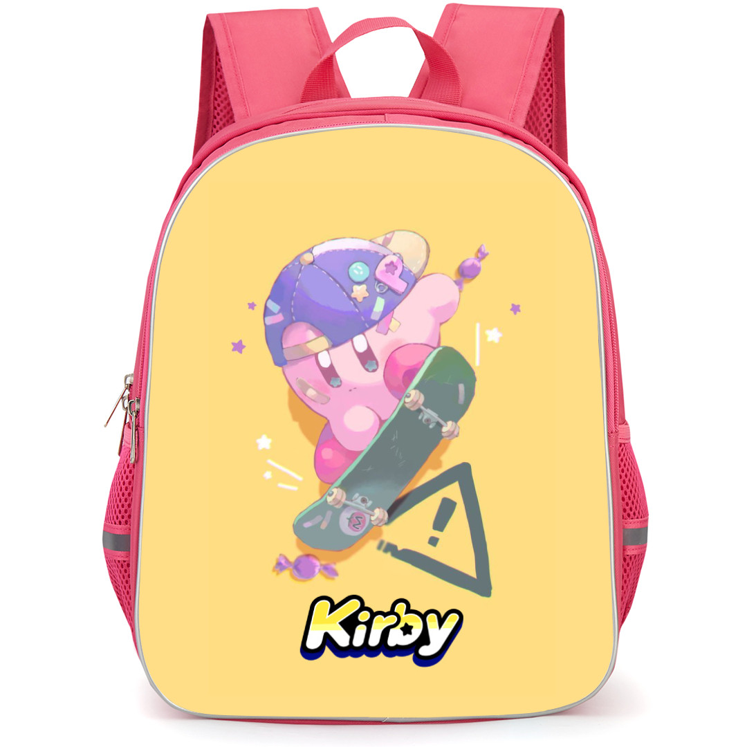 Kirby Backpack StudentPack - Kirby Playing Skateboard