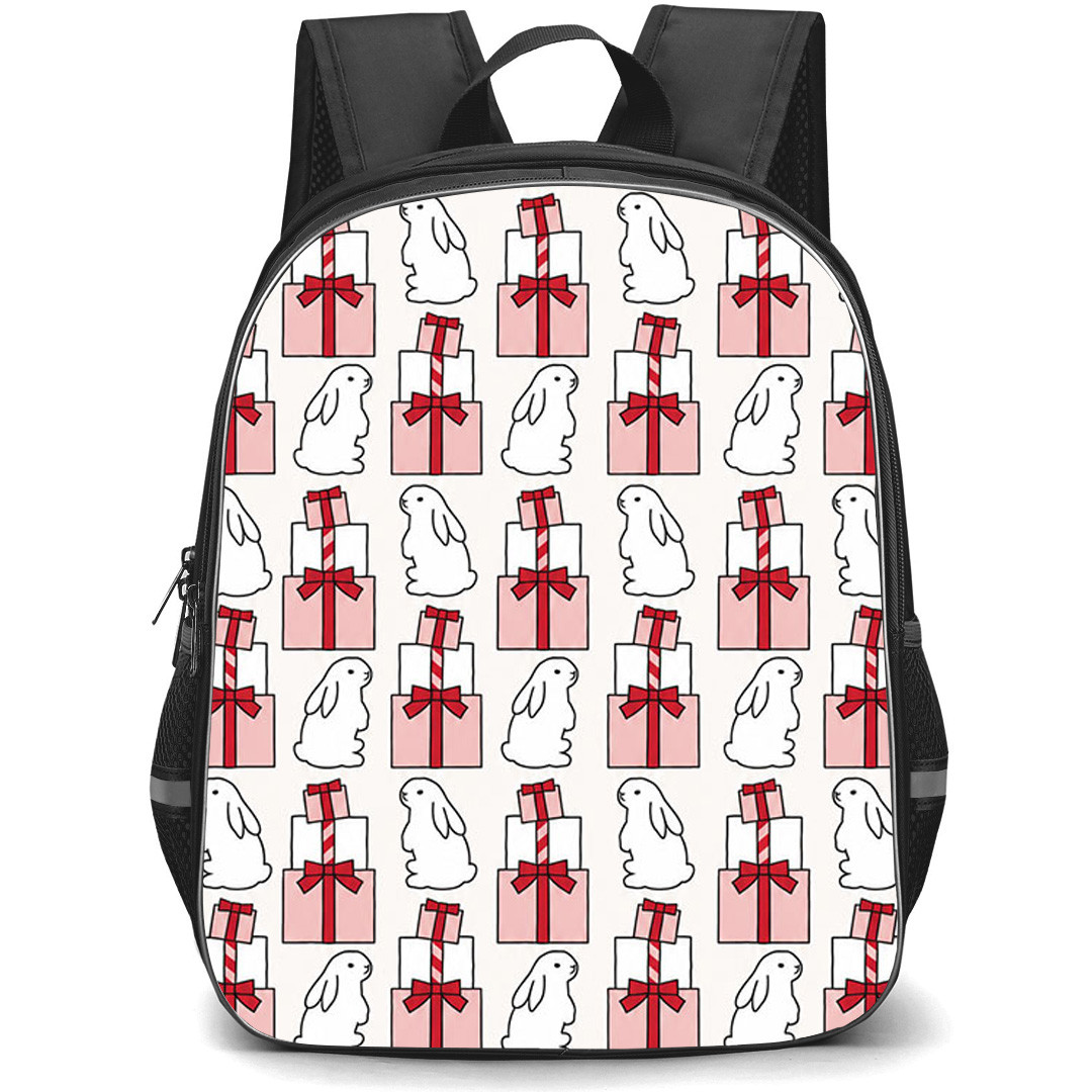 Kittybunnyponys Backpack School Bag StudentPack - Kittybunnyponys Little Bunnies And Gift Boxes Pattern