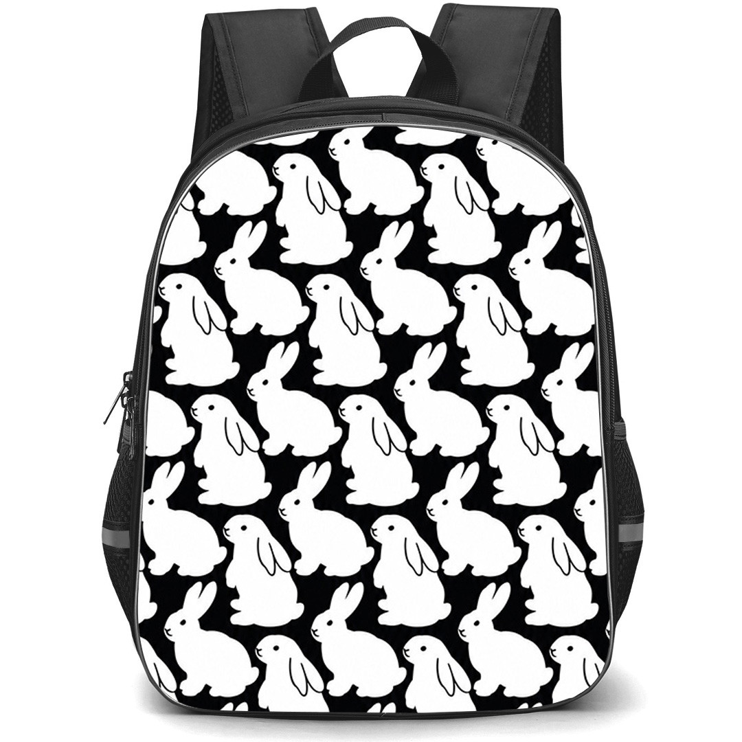 Kittybunnyponys Backpack School Bag StudentPack - Kittybunnyponys Monochrome Bunny Pattern Poster