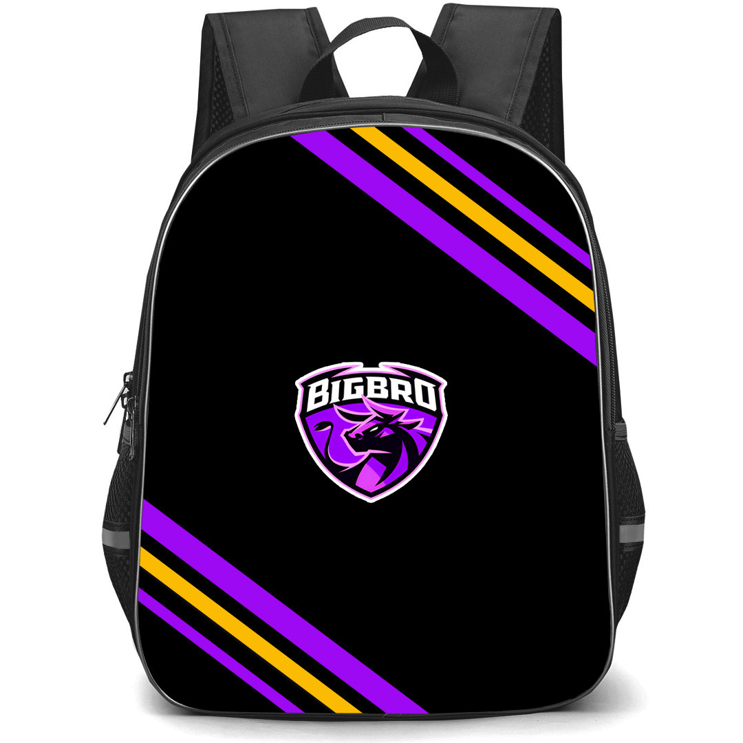 BIGBRO Backpack School Bag StudentPack - BIGBRO Large Logo With Stripe