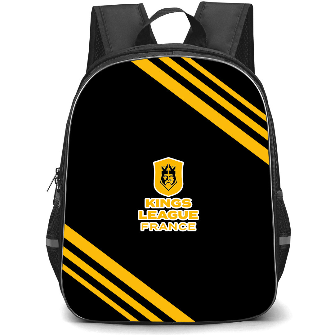 Kings League France Logo Backpack School Bag StudentPack - Kings League France Large Logo With Stripe