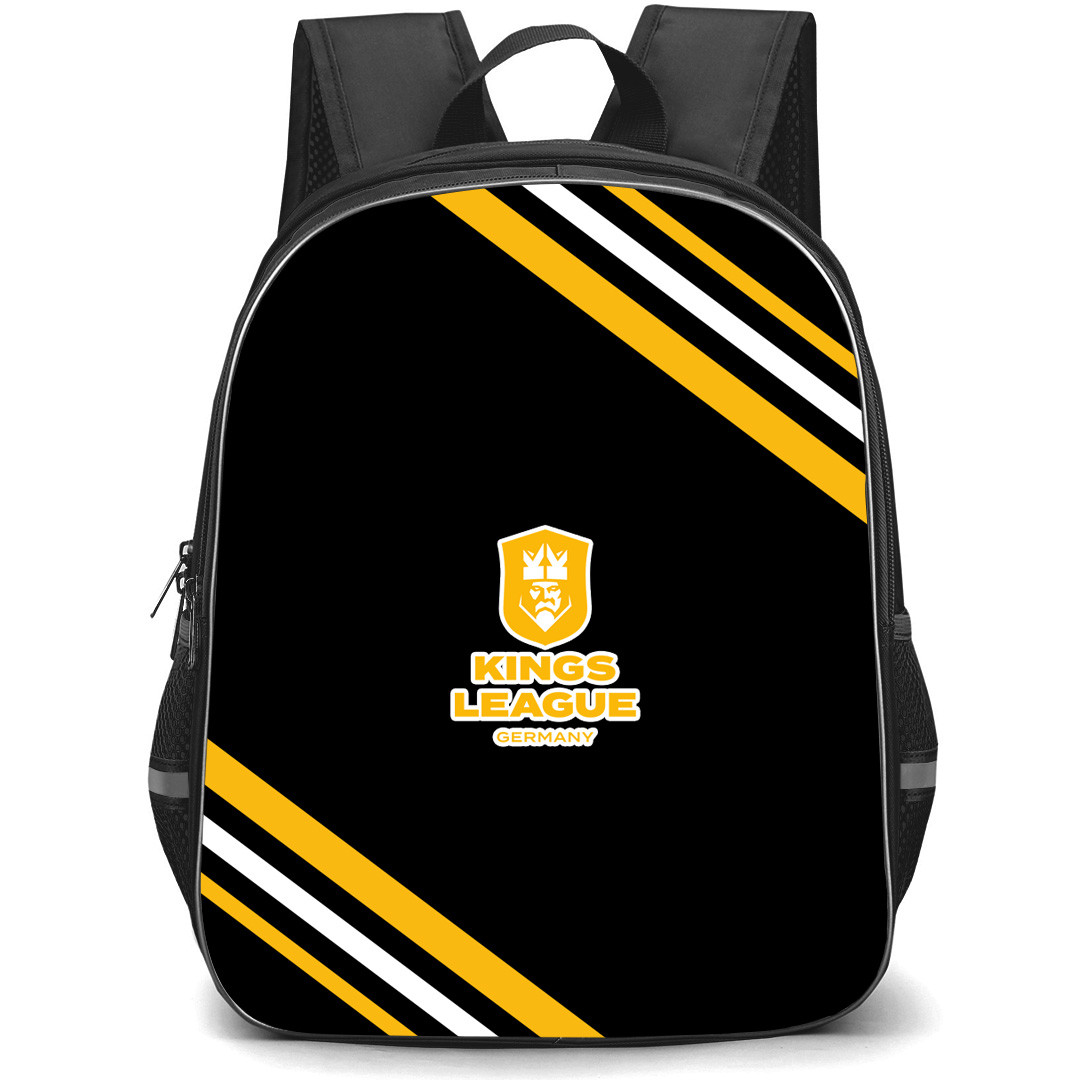 Kings League Germany Logo Backpack School Bag StudentPack - Kings League Germany Large Logo With Stripe
