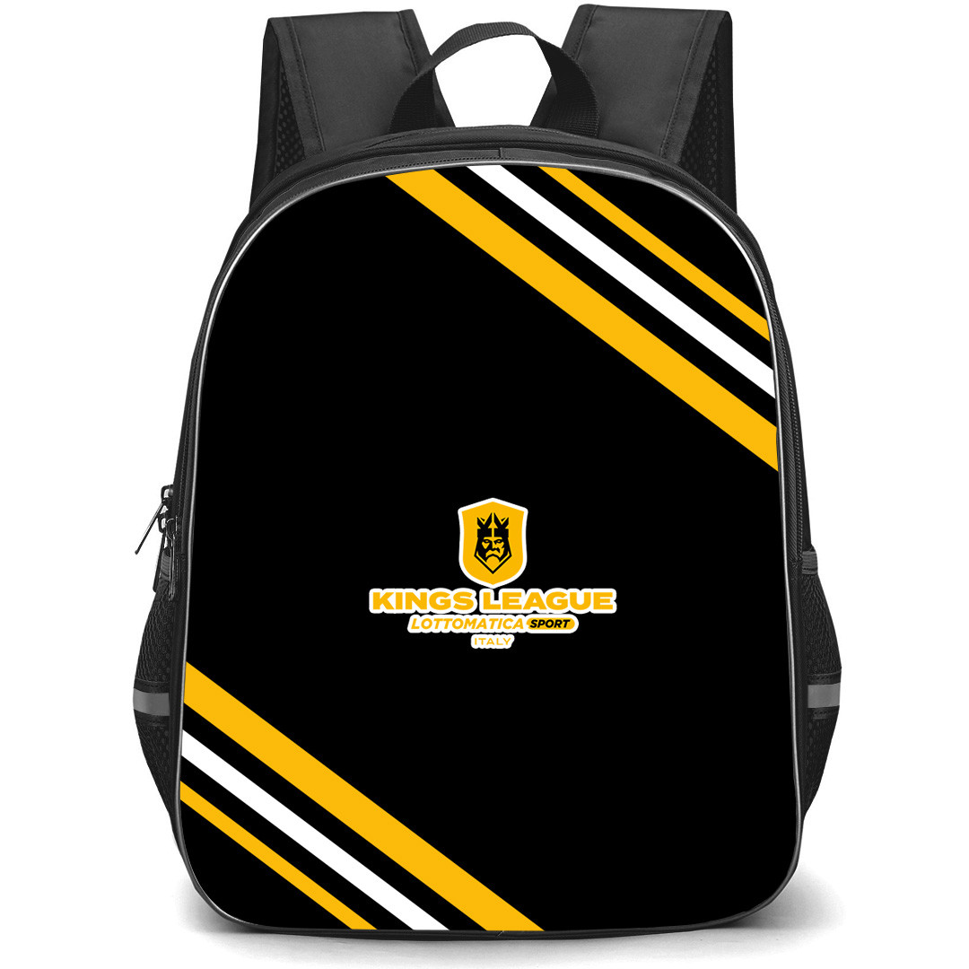 Kings League Italy Logo Backpack School Bag StudentPack - Kings League Italy Large Logo With Stripe