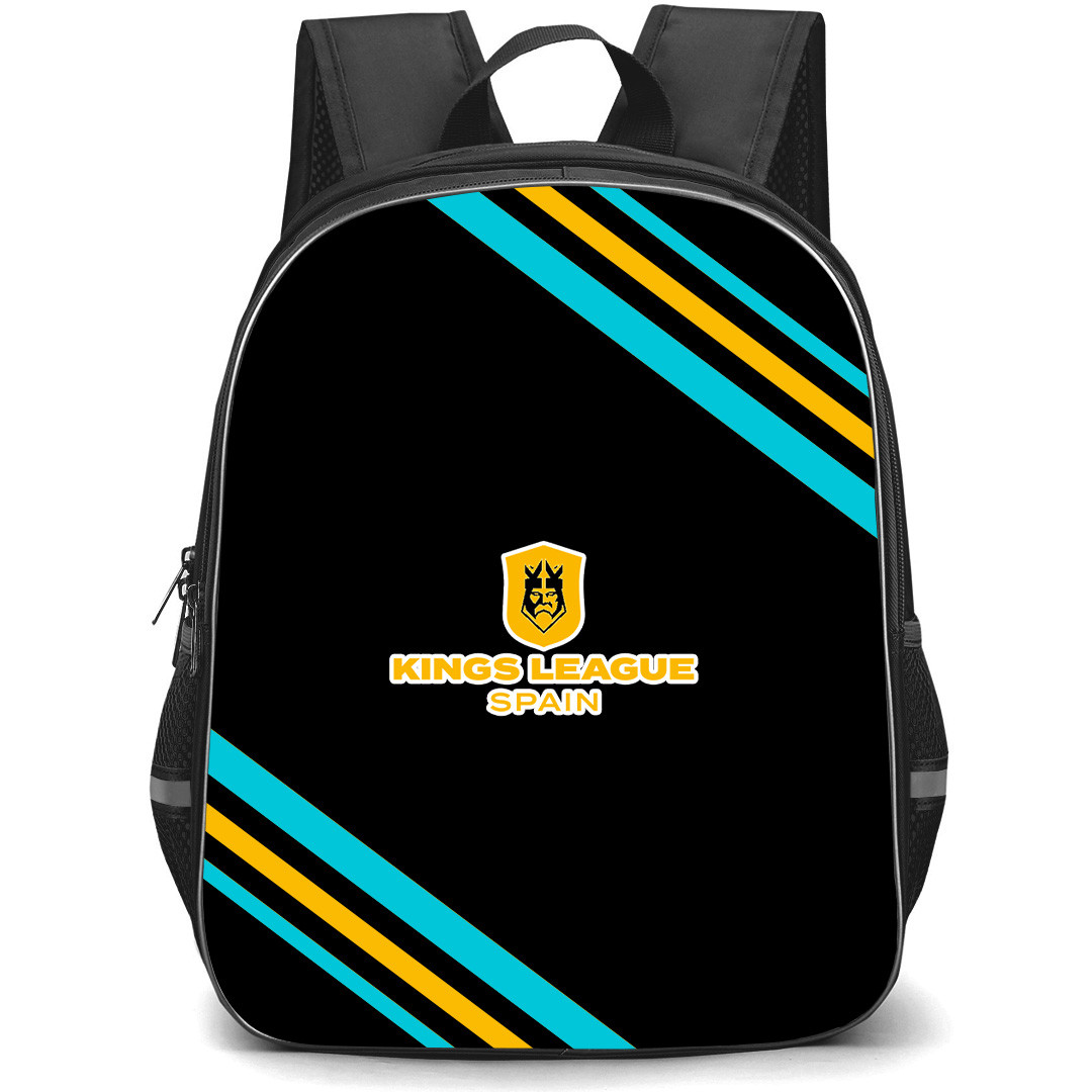 Kings League Spain Logo Backpack School Bag StudentPack - Kings League Spain Large Logo With Stripe