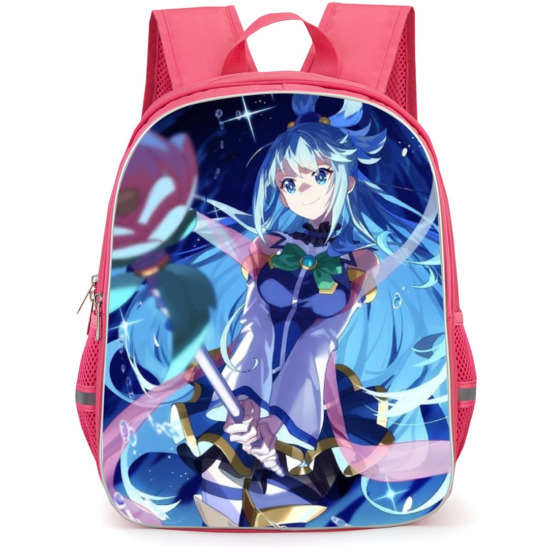 KonoSuba Aqua Backpack StudentPack - Aqua Hold Pink Flower Poster