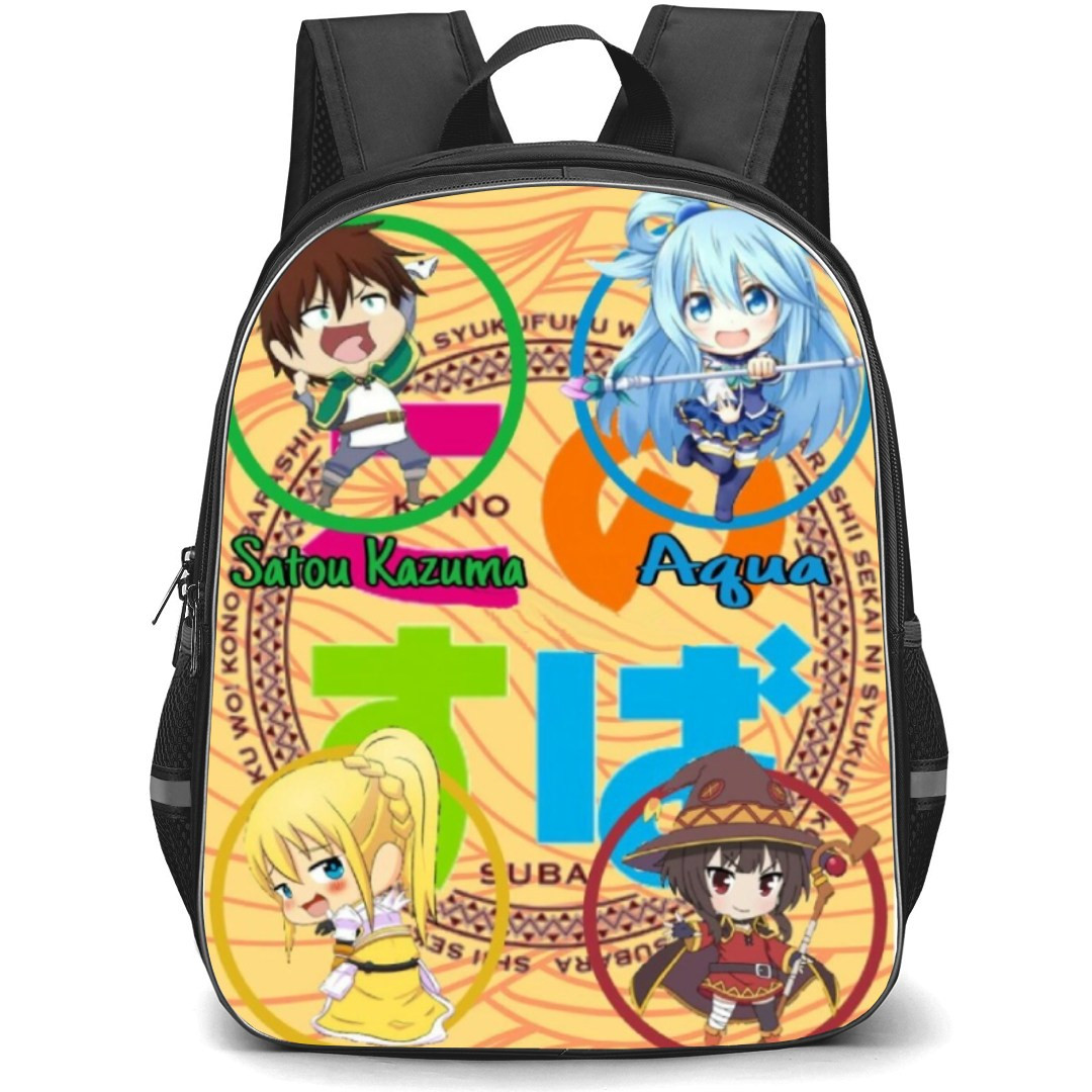 KonoSuba Backpack StudentPack - Characters Chibi Art Pattern Background