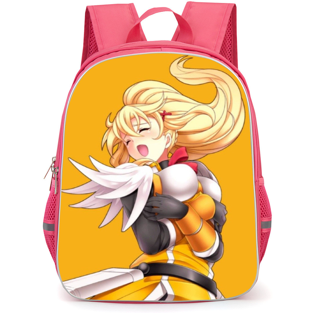 KonoSuba Darkness Backpack StudentPack - Darkness Minimalist Yellow Background