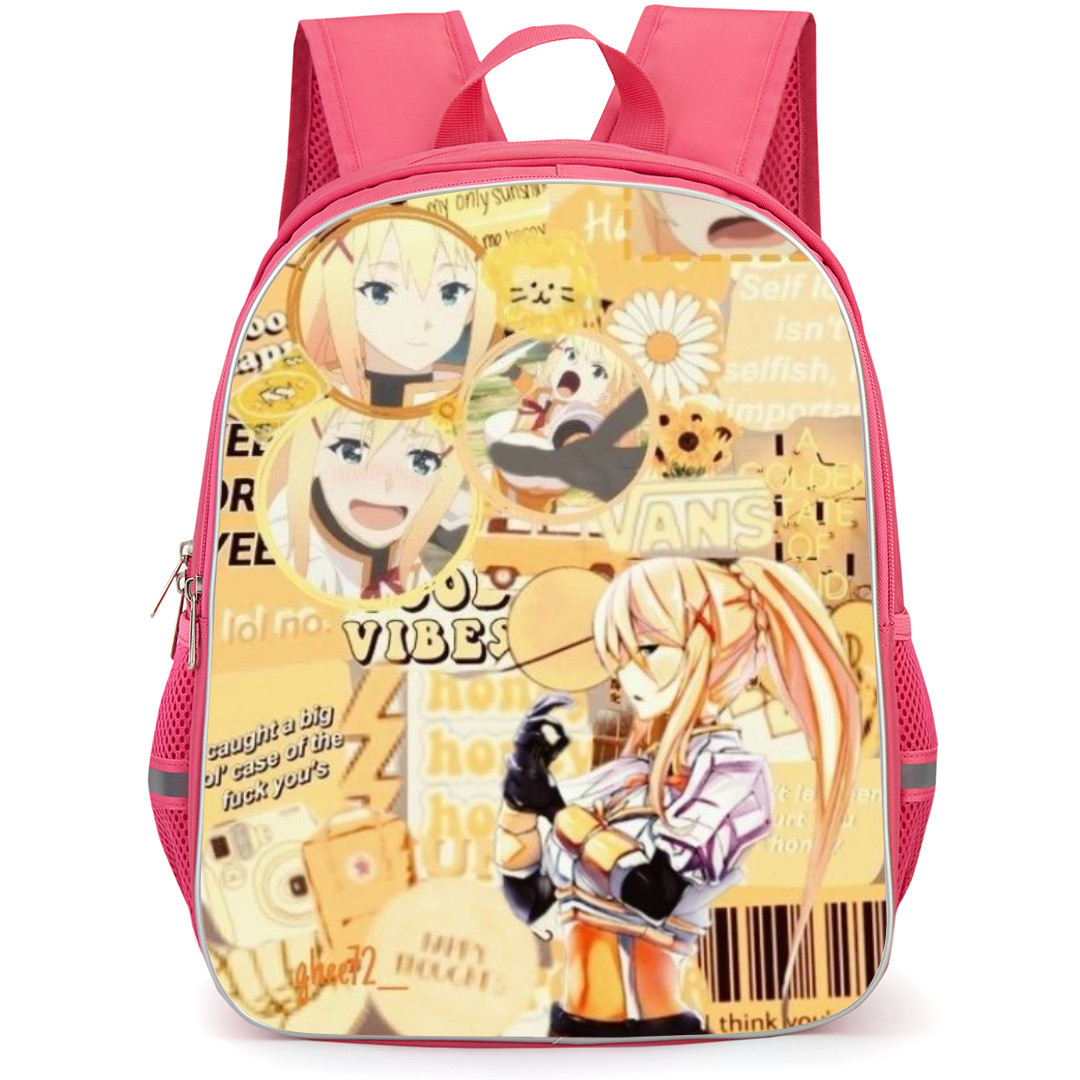 KonoSuba Darkness Backpack StudentPack - Darkness Yellow Collage Art