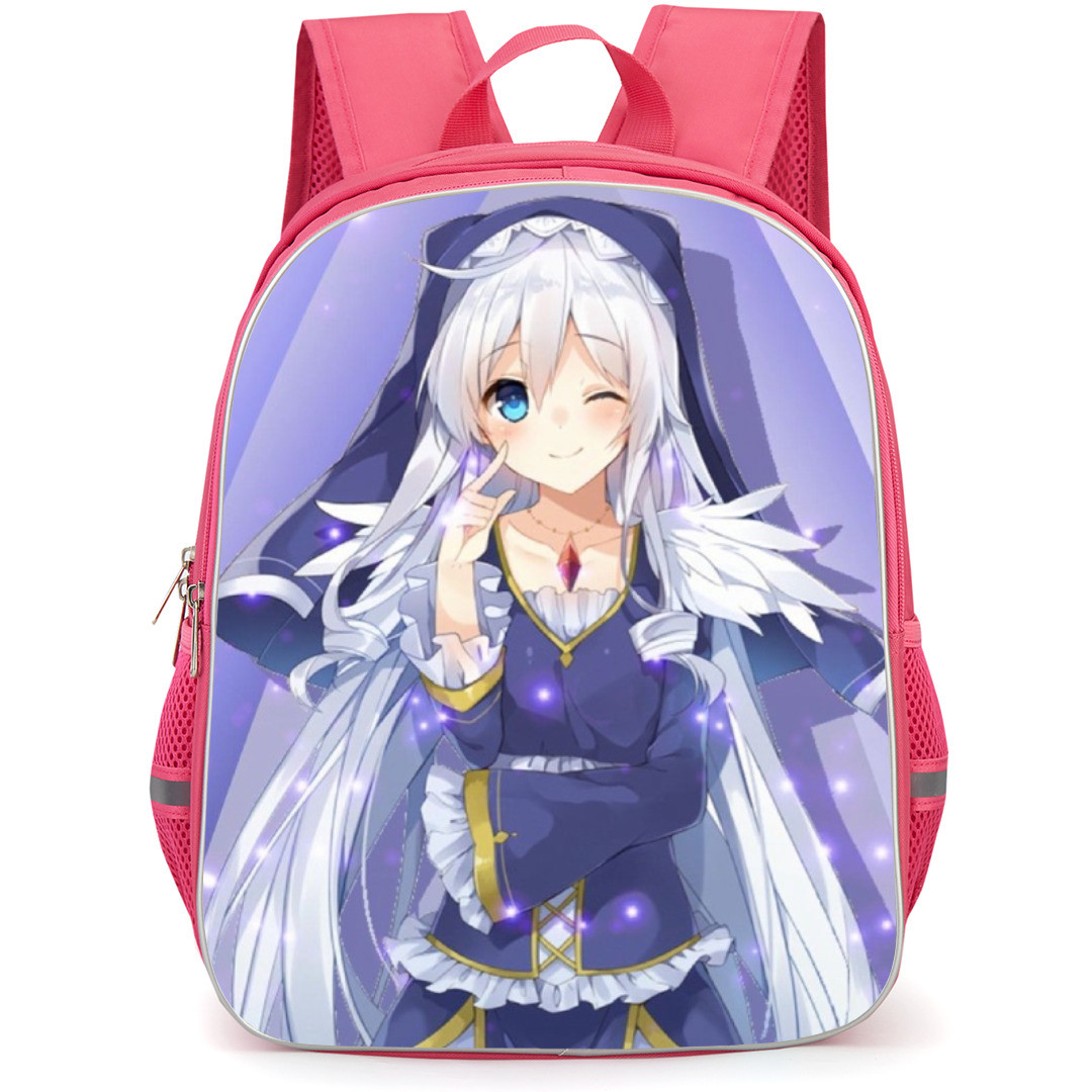 KonoSuba Eris Backpack StudentPack - Eris Winked Violet Pattern Background