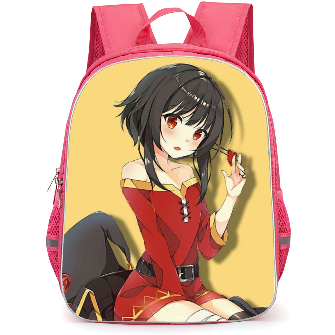 KonoSuba Megumin Backpack StudentPack - Megumin Red Minimalist Yellow Background