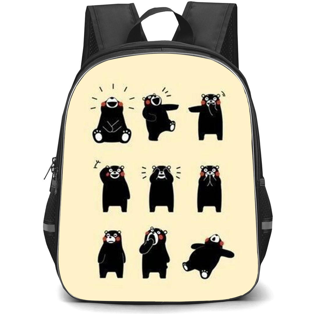 Kumamon Backpack StudentPack - Kumamon Create 09 Different Expressions with Yellow Pattern Background
