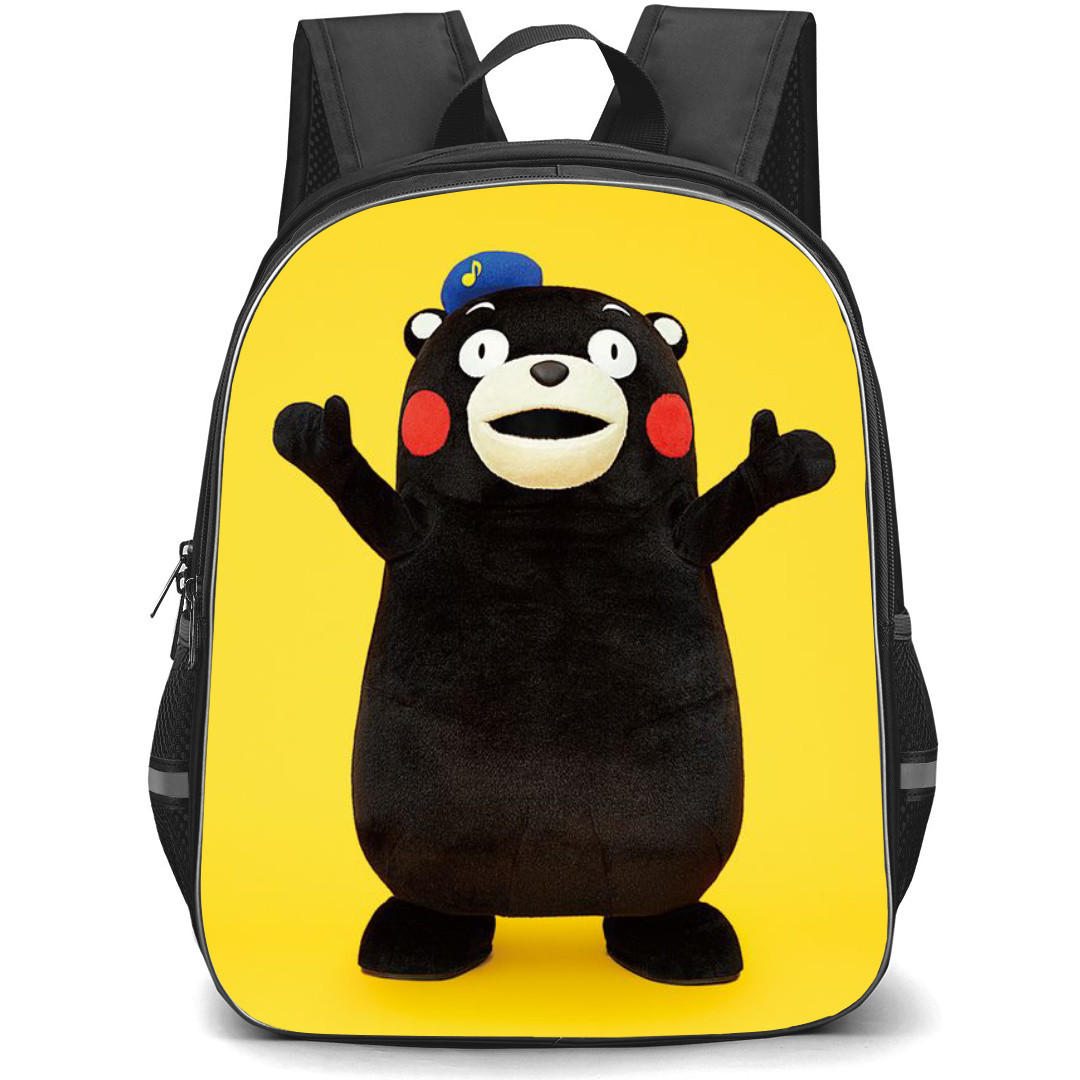 Kumamon Backpack StudentPack - Kumamon Enjoy the Songs with Green Pattern Background