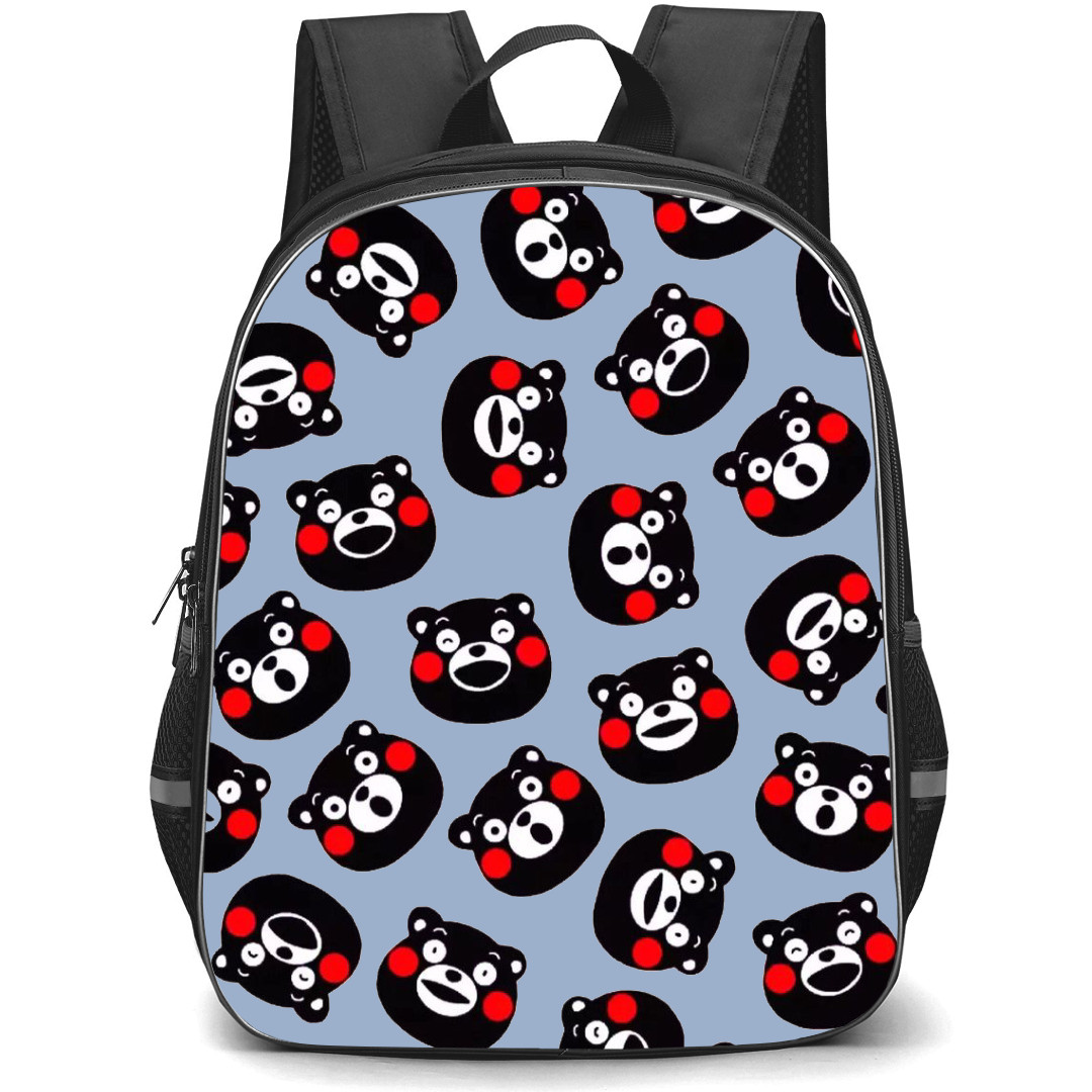 Kumamon Backpack StudentPack - Kumamon Face Stickers with Grey Background