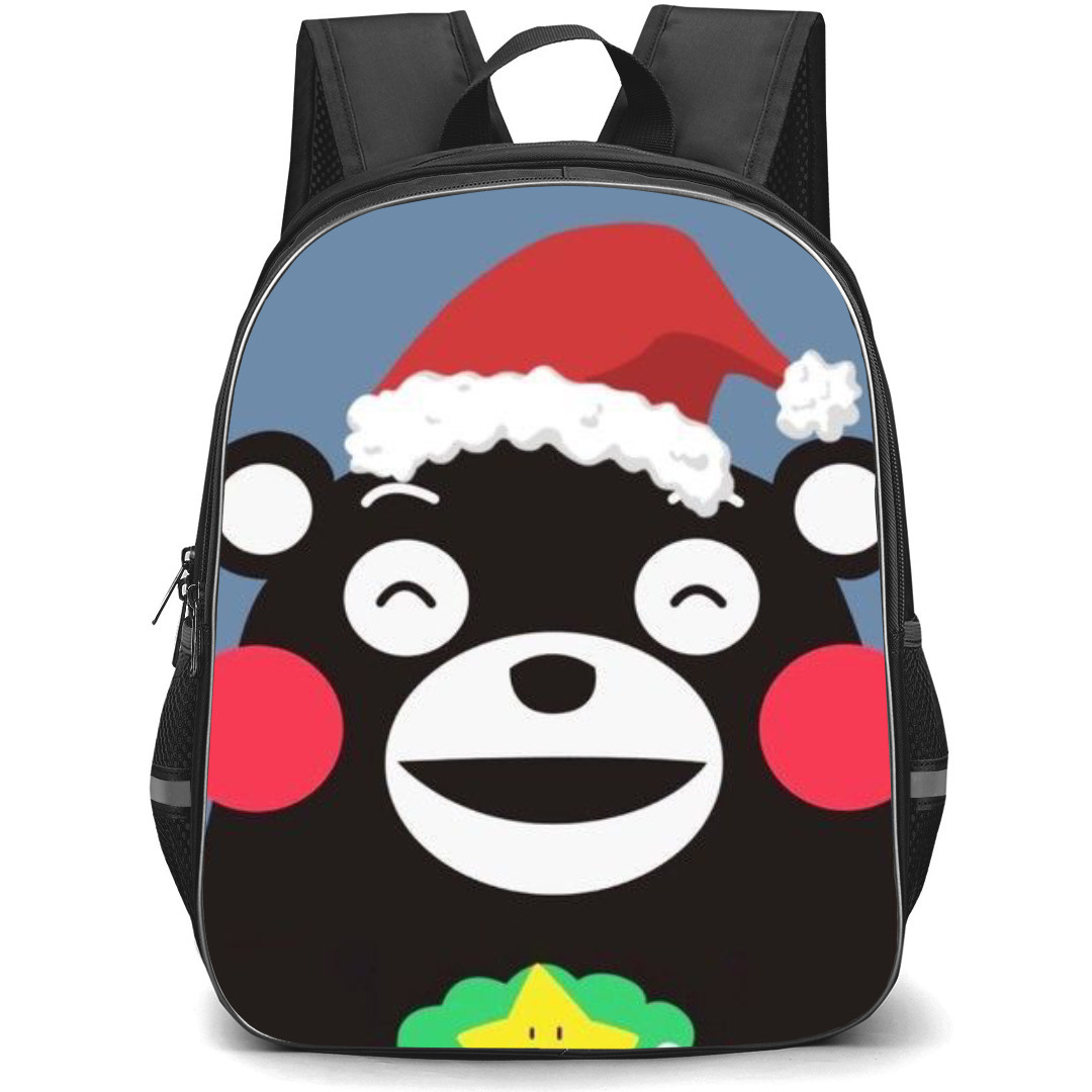 Kumamon Backpack StudentPack - Kumamon Happy to Wear Christmas Cap with Grey Background
