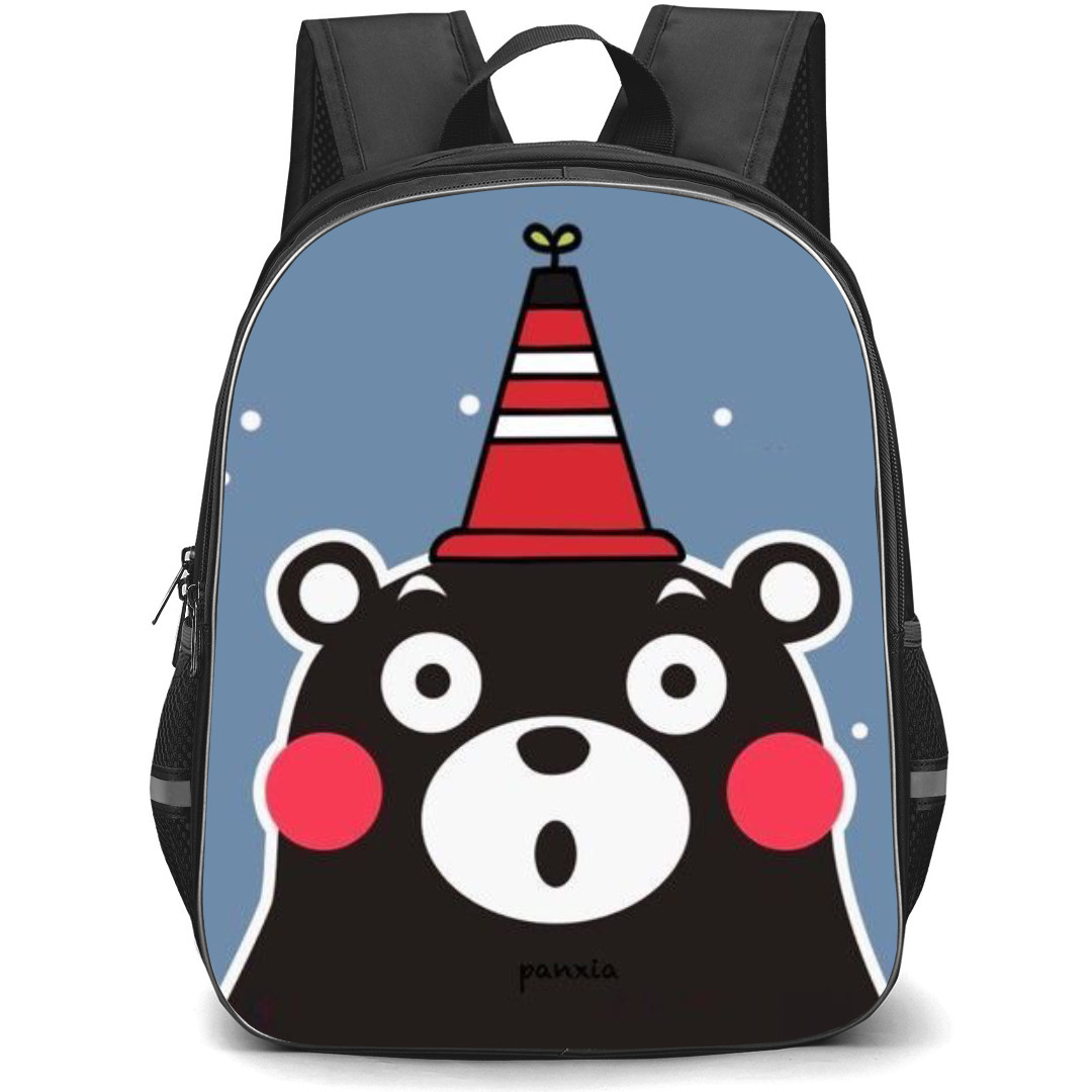 Kumamon Backpack StudentPack - Kumamon Mascot Wear Red Cap with Grey Background
