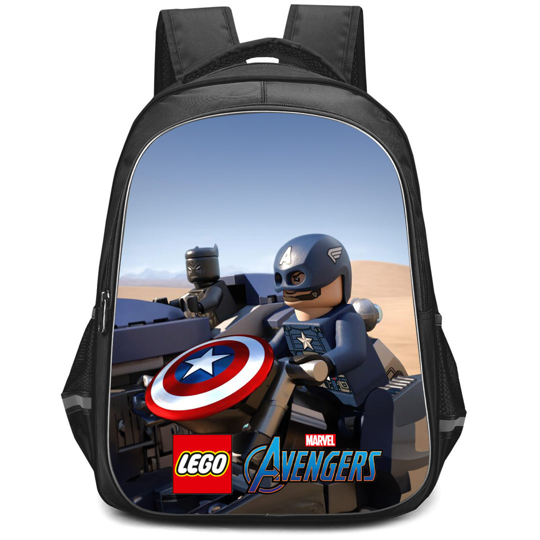 LEGO Marvel Avengers Captain America Backpack StudentPack - Captain America And Black Panther Driving In The Desert