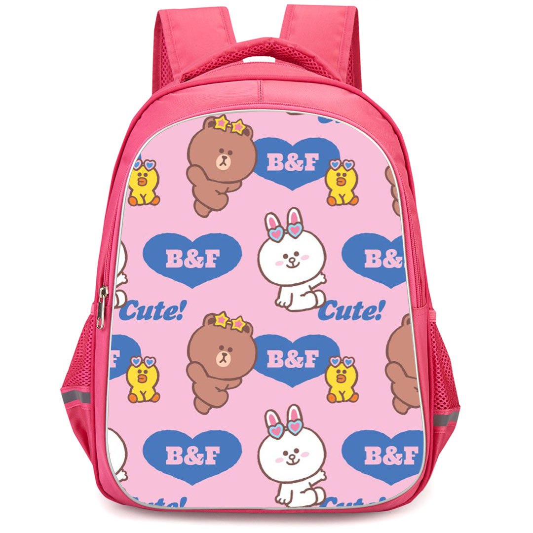 Lines Friends Backpack StudentPack - Lines Friends B And F Cute Poster Pink Background