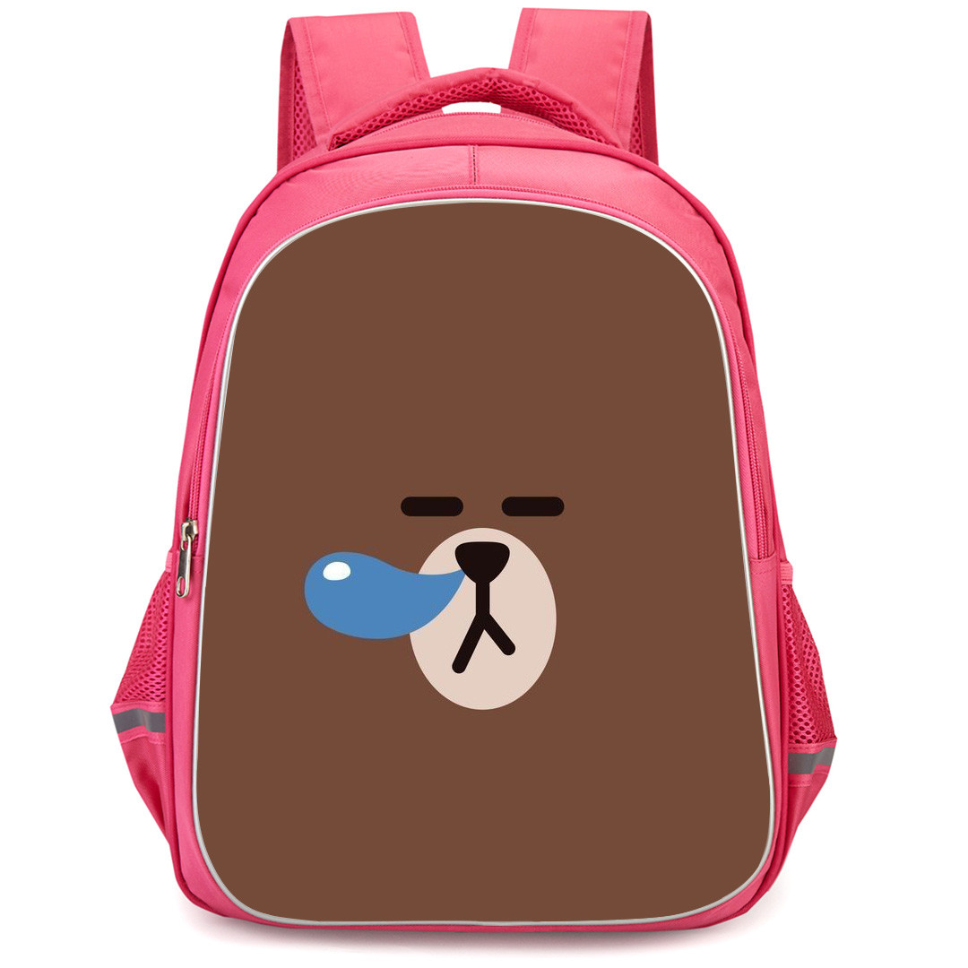 Lines Friends Brown Backpack StudentPack - Brown Emoji On Brown Background