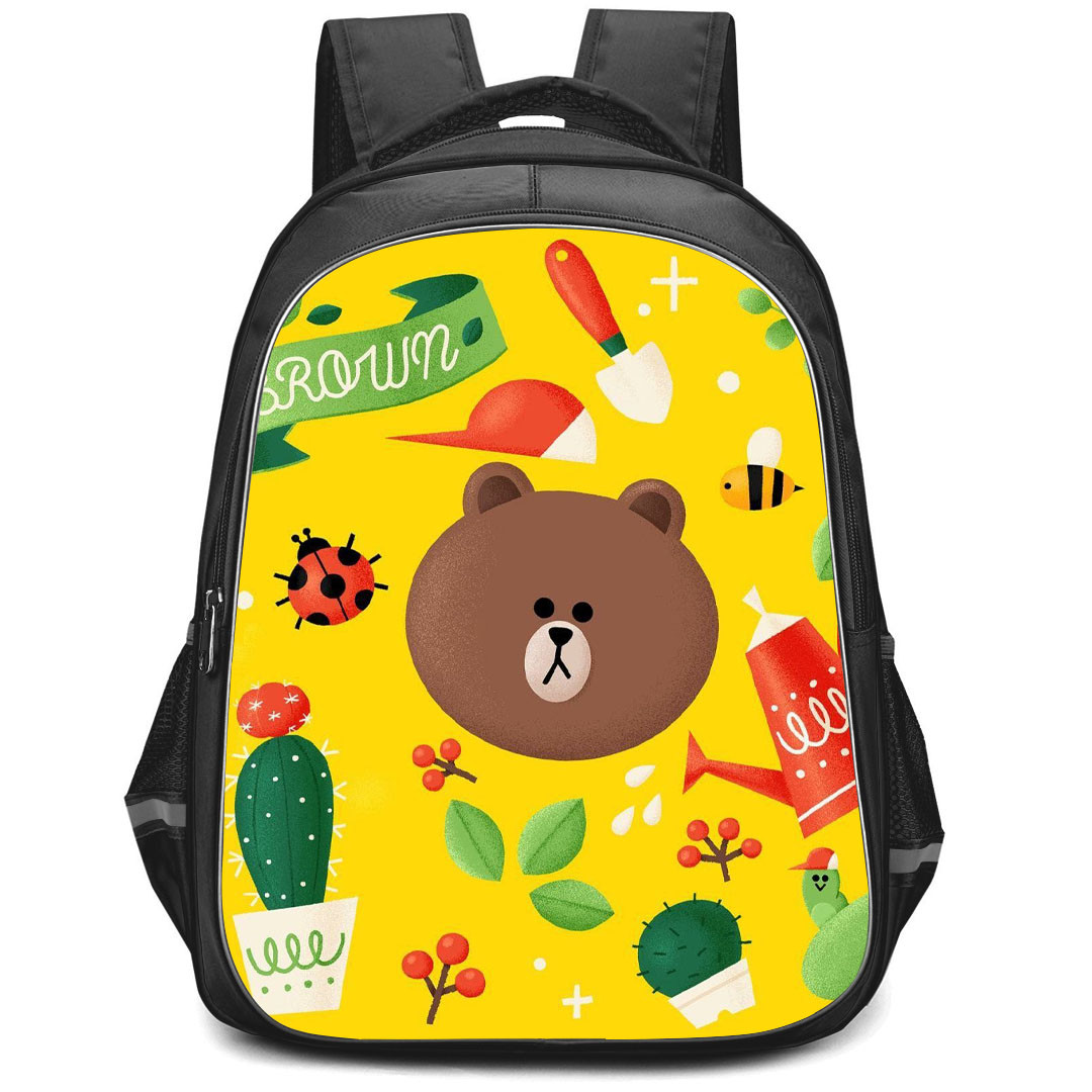 Lines Friends Brown Backpack StudentPack - Brown Gardening Poster Yellow Background