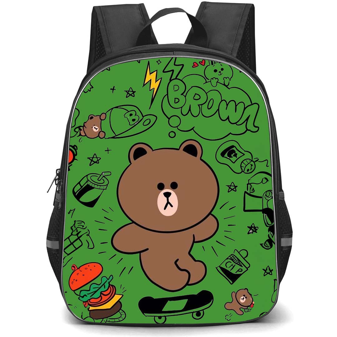 Lines Friends Brown Backpack StudentPack - Brown On Green Poster