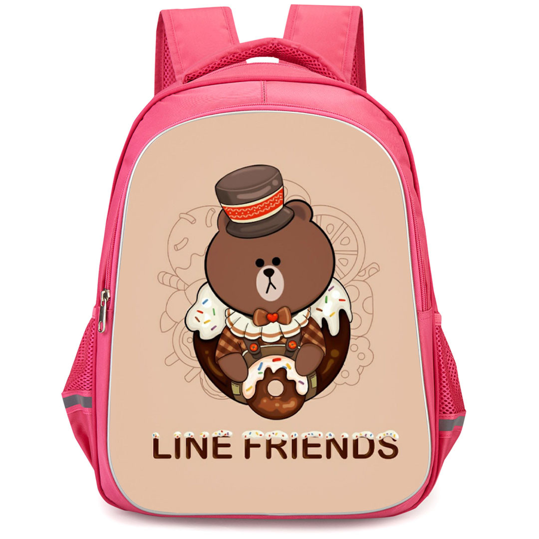 Lines Friends Brown Backpack StudentPack - Brown Sitting On Beige Background