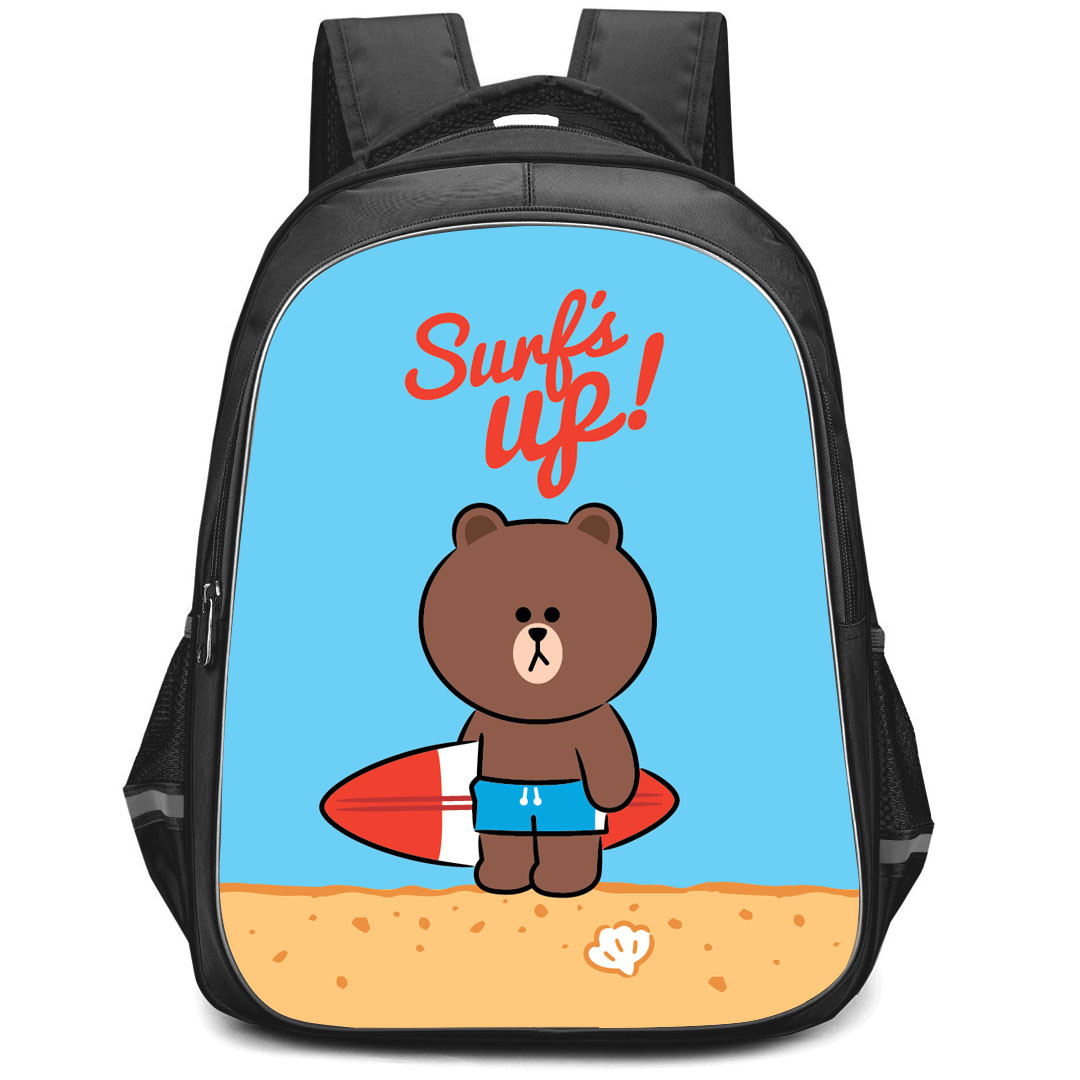 Lines Friends Brown Backpack StudentPack - Brown Standing On Beach Surf's Up Poster