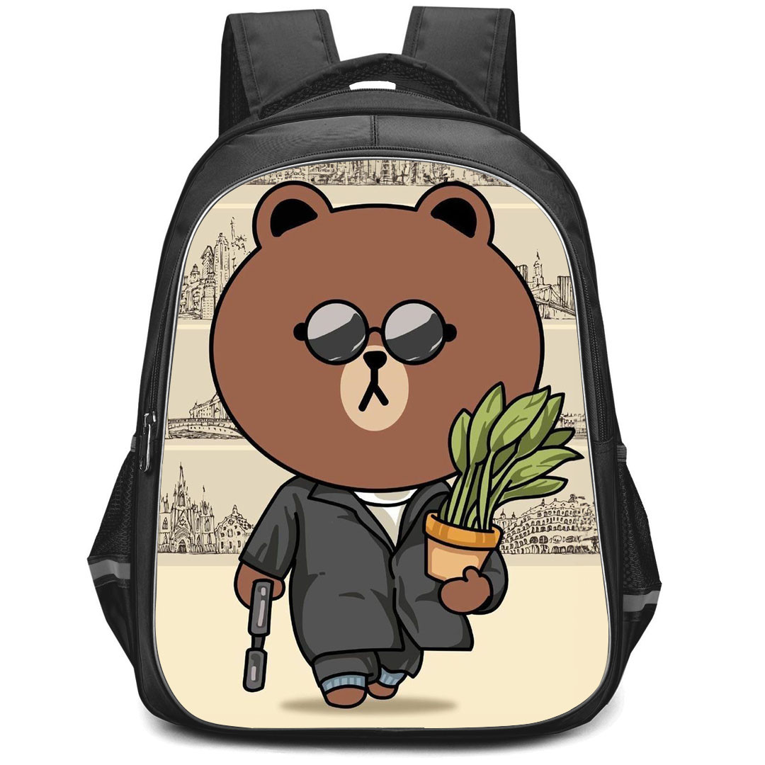 Lines Friends Brown Backpack StudentPack - Brown Crossover Leon Portrait